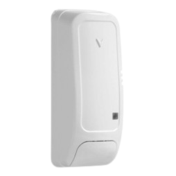 This is an image of a white, vertical, wall-mounted temperature detector.